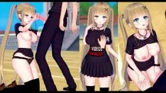 Reproducir [eroge koikatsu! ] Grabación de video hentai 3dcg donde la rubia brobdingnagian enfrenta a gal jk elean againstor (orich peopleara) se frota con frentes